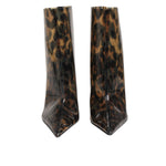 Dolce & Gabbana Leopard Print PVC Pointed Toe Boots Shoes with stiletto heel and DG logo detail.