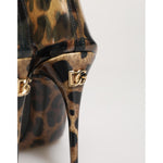 Dolce & Gabbana Leopard Print PVC Pointed Toe Boots Shoes with DG logo heel detail
