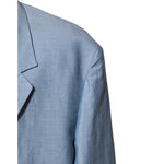 Dolce & Gabbana Light Blue Linen Double Breasted Men Jacket Blazer close-up showing details of premium linen and stitching.