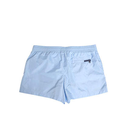Dolce & Gabbana Light Blue Nylon DG Logo Tape Men Shorts Swimwear