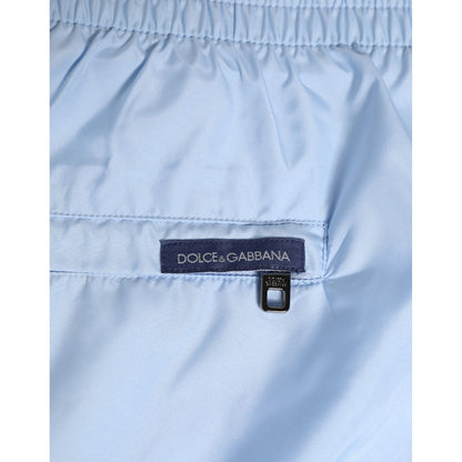 Dolce & Gabbana Light Blue Nylon DG Logo Tape Men Shorts Swimwear