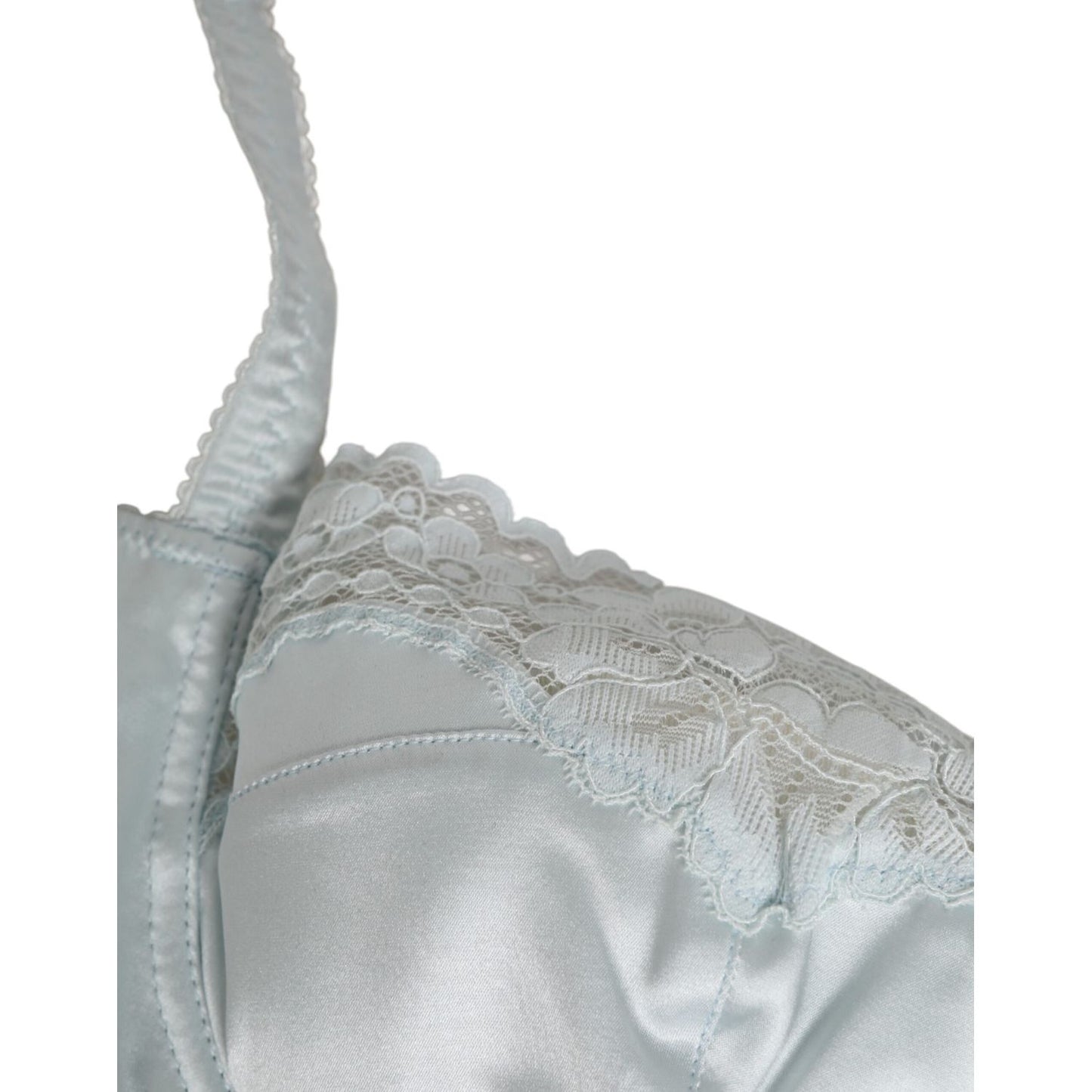 Dolce & Gabbana Light Blue Silk Semi-Padded Balconette Underwear