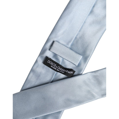 Dolce & Gabbana Light Blue Solid Silk Adjustable Necktie Tie