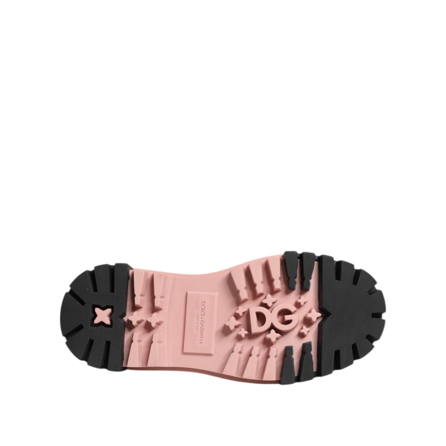 Dolce & Gabbana Light Powder Pink Black Leather Lace-Up Shoes