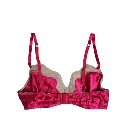 Dolce & Gabbana Magenta Floral Lace Silk Non Wire Bra Underwear