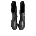 Top view of Dolce & Gabbana Metallic Black Pull On Rain Boots Men Shoes made from premium waterproof materials.