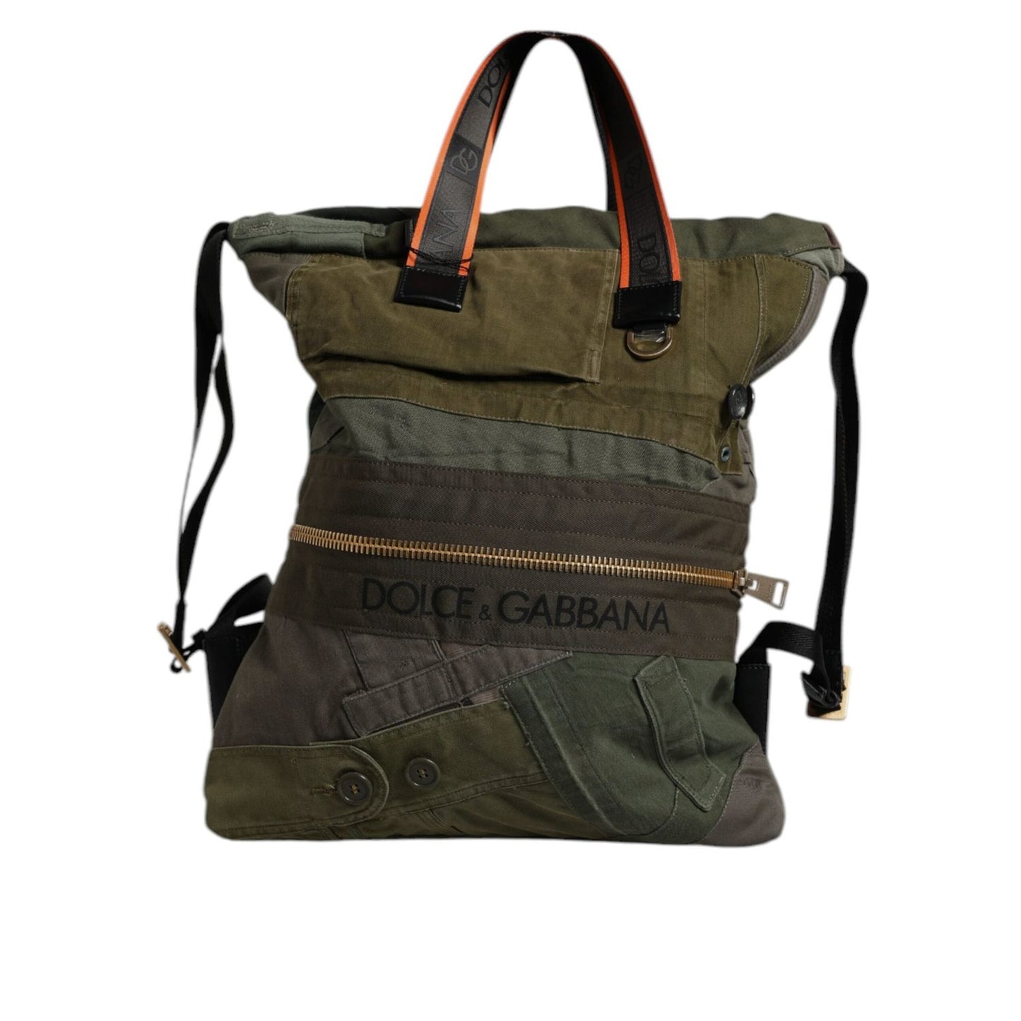 Dolce & Gabbana Military Green Patchwork Rucksack Backpack Bag 1728,67345645728,Backpacks - Bags,Backpacks - Men - Bags,Bags,Dolce & Gabbana,Green,Material: 80% Cotton 10% Calf Leather 10% Nylon,Men,Men - Bags,New with tags