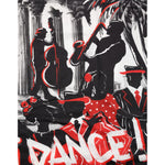 Dolce & Gabbana Multicolor Agrigento Dance Jazz Music Print T-shirt close-up featuring vibrant art of musicians and dancers.