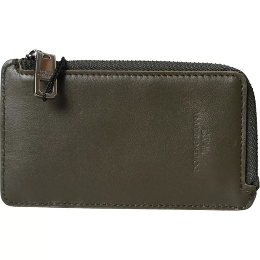 Dolce & Gabbana Multicolor Calfskin Leather Logo Card Holder Women Wallet with zipper closure and silver metal detailing, made in Italy.