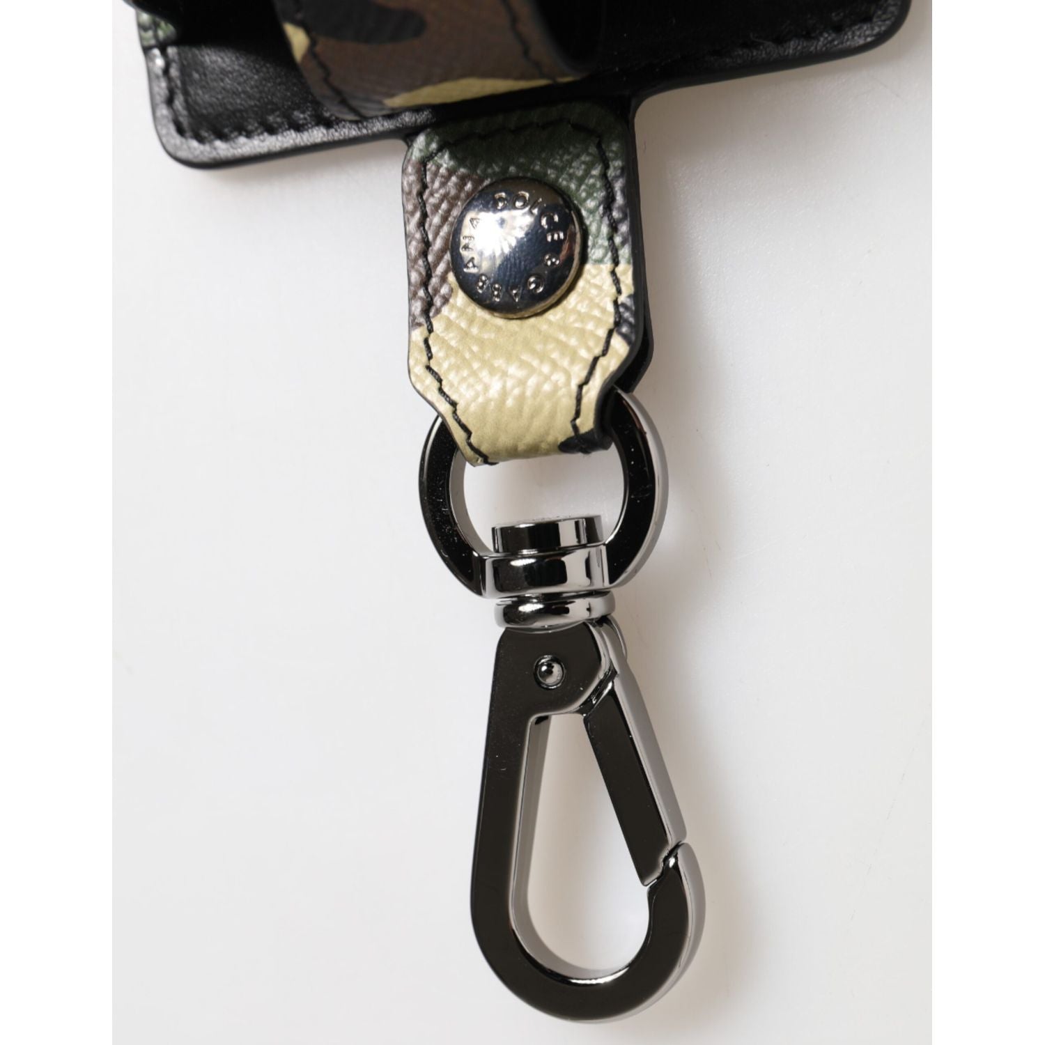 Dolce & Gabbana Multicolor Camouflage Leather Metal Accessory  Airpods Case