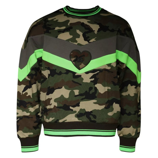 Dolce & Gabbana Multicolor Camouflage Sweatshirt Sweater 1728,67345645728,Clothing,Dolce & Gabbana,IT50 | L,Material: 91% Cotton 9% Polyester,Men,Multicolor,Preowned / Defect,Sweaters - Clothing,Sweaters - Men - Clothing,Sweatshirts - Sweaters - Clothing