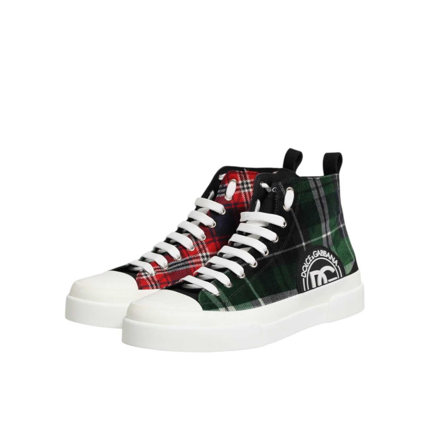 Dolce & Gabbana Multicolor Cotton High Top Men Sneakers Shoes with lace-up design and rubber sole, perfect for casual outfits.
