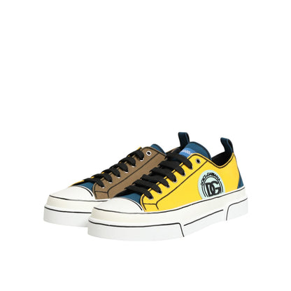 Dolce & Gabbana Multicolor Cotton Logo Low Top Sneakers Shoes with lace-up closure and rubber sole, featuring designer logo detailing.