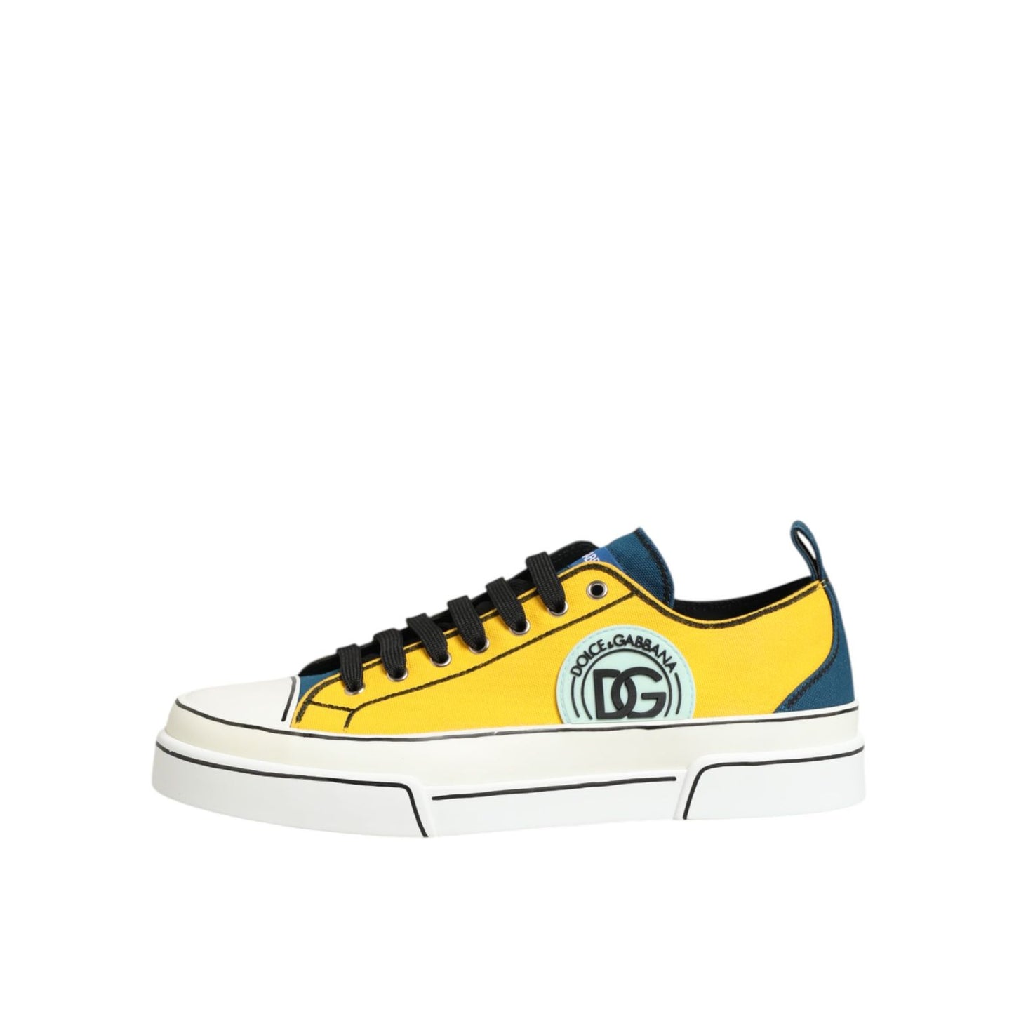 Dolce & Gabbana Multicolor Cotton Logo Low Top Sneakers Shoes with lace-up closure and rubber sole.