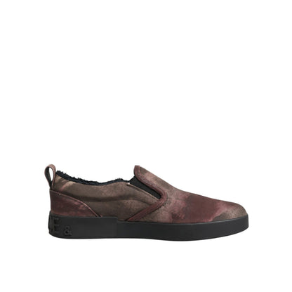 Dolce & Gabbana Multicolor Cotton Low Top Slip On Men Sneakers Shoes with a black sole and elegant design.
