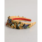 Dolce & Gabbana Multicolor Crystal Floral Gold Green Velvet Crown Headband with velvet and crystal embellishments.