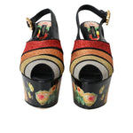 Dolce & Gabbana Multicolor Floral Crystal Platform Sandals Shoes