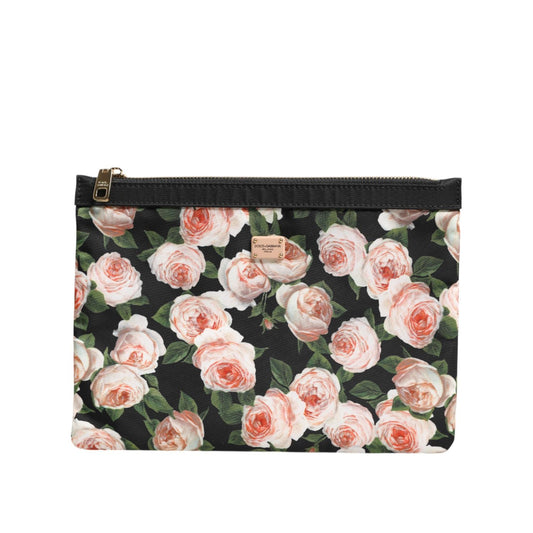 Dolce & Gabbana Multicolor Floral DG Plaque Clutch Women Pouch Borse Bag with floral print and gold-tone zipper hardware.