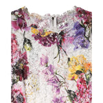 Dolce & Gabbana Multicolor Floral Long Sleeve A-line Dress with floral lace detail and zipper closure, made of cotton and viscose blend.