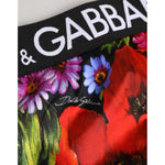 Dolce & Gabbana Multicolor Floral Print High Waist Panty Underwear with logo detail on waistband.