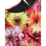 Dolce & Gabbana Multicolor Floral Print Sheath Mini Dress with vibrant flower design, visible back zipper, made in Italy
