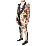 Dolce & Gabbana Multicolor Floral SICILIA Silk 3 Piece Suit with floral pattern, slim fit, one button closure.