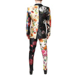 Back view of Dolce & Gabbana Multicolor Floral SICILIA Silk 3 Piece Suit featuring a vibrant floral pattern.