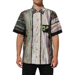 Dolce & Gabbana Multicolor Graphic Collared Casual Shirt on mannequin, premium cotton, short sleeves, perfect for casual outings.