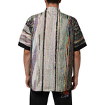 Back view of Dolce & Gabbana Multicolor Graphic Collared Casual Shirt with unique patterns and short sleeves.