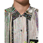 Dolce & Gabbana Multicolor Graphic Collared Casual Shirt featuring bold design, short sleeves, premium cotton fabric for modern luxury.