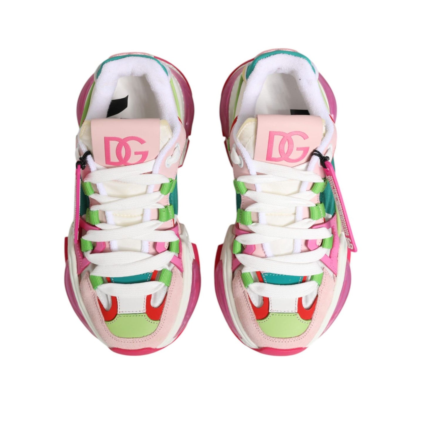 Dolce & Gabbana Multicolor Leather Airmaster Low Top Sneaker Shoes with vibrant design and DG branded tongue.