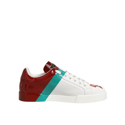 Dolce & Gabbana Multicolor Leather Logo Low Top Sneakers Shoes with vibrant design and classic low-top silhouette