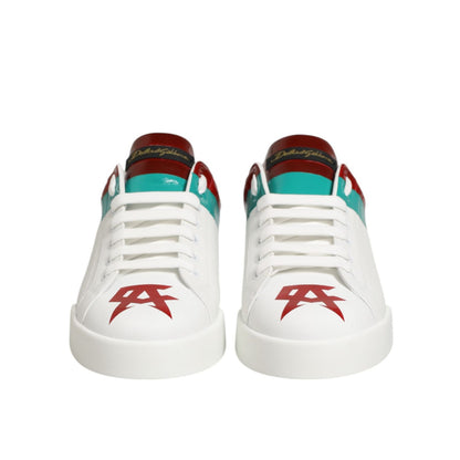 Dolce & Gabbana Multicolor Leather Logo Low Top Sneakers Shoes featuring vibrant design and signature logo detailing.