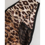 Close-up of Dolce & Gabbana Multicolor Leopard Print Girdle Panty Underwear with soft elastic trim, showcasing the bold leopard pattern.