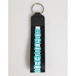 Dolce & Gabbana Multicolor Logo Polyester Brass Holder Keychain Keyring with red strap and silver-tone hardware.