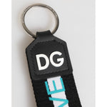 Dolce & Gabbana Multicolor Logo Polyester Brass Holder Keychain Keyring with DG logo and silver-tone hardware detail
