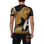 Back view of Dolce & Gabbana Multicolor Millennials Star CrewNeck T-shirt with vibrant star print and short sleeves.