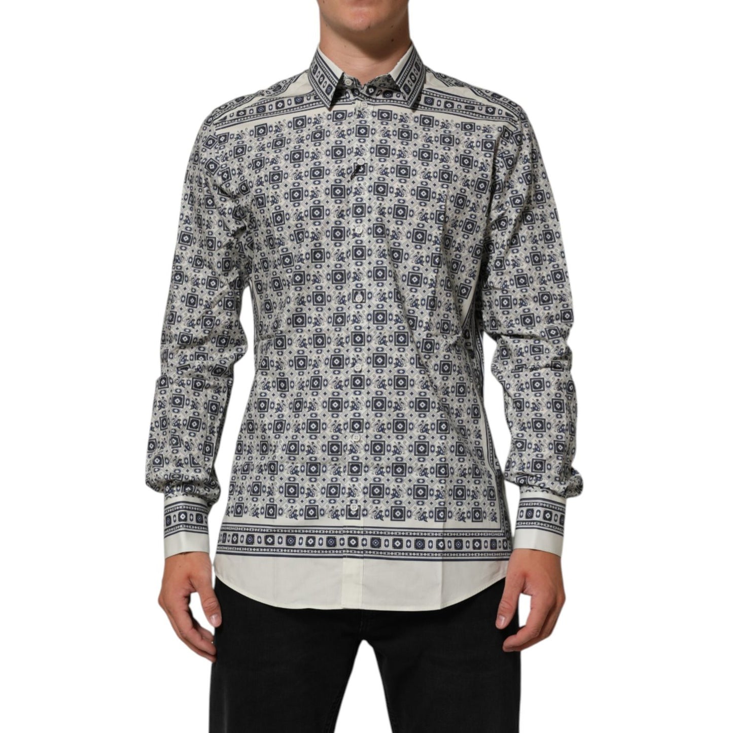Dolce & Gabbana Multicolor Monkey Tie Print GOLD Dress Shirt featuring premium cotton and vibrant design for stylish formal events.