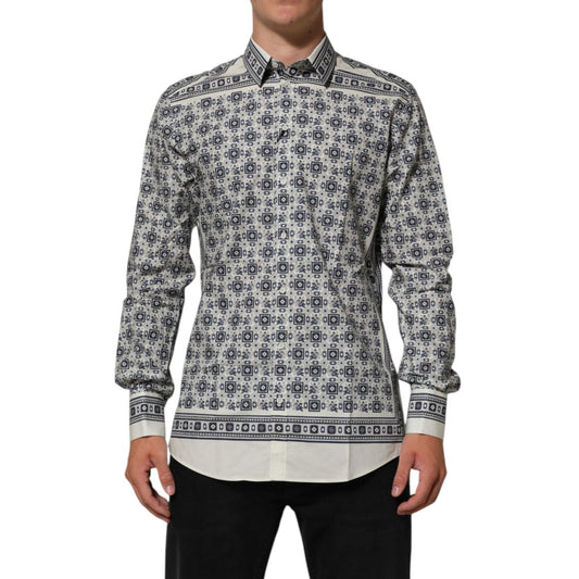 Dolce & Gabbana Multicolor Monkey Tie Print GOLD Dress Shirt featuring premium cotton and vibrant design for stylish formal events.