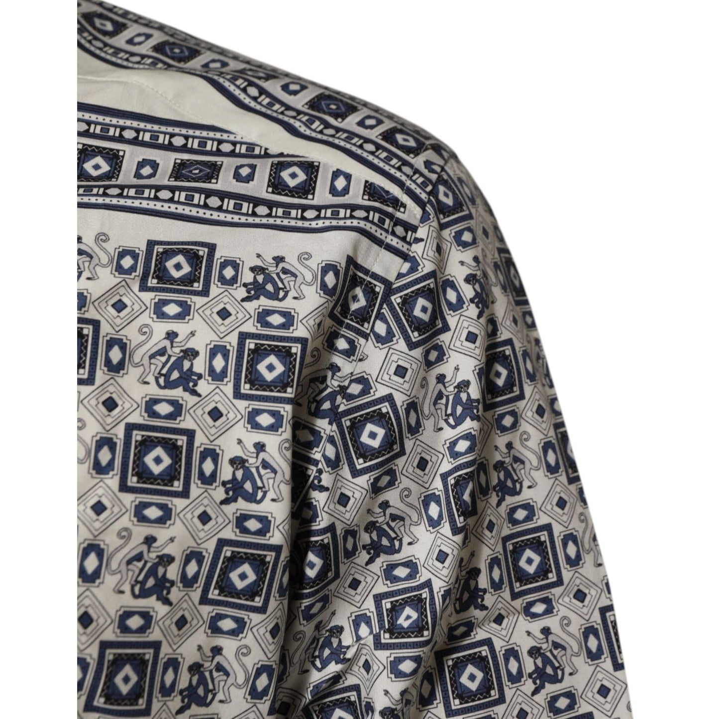 Dolce & Gabbana Multicolor Monkey Tie Print GOLD Dress Shirt close-up.