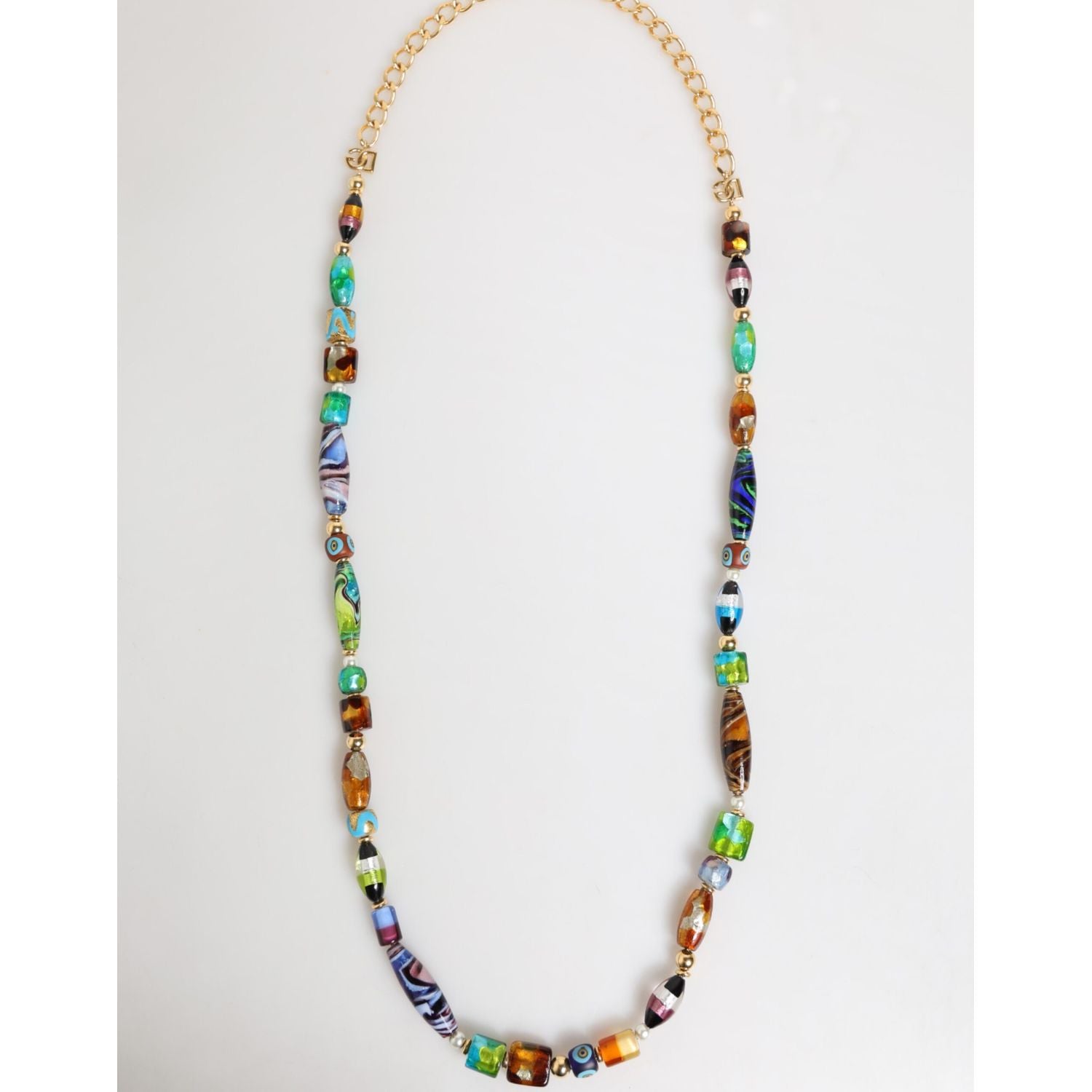 Dolce & Gabbana Multicolor Murano Glass Beads Brass Women Jewelry Necklace