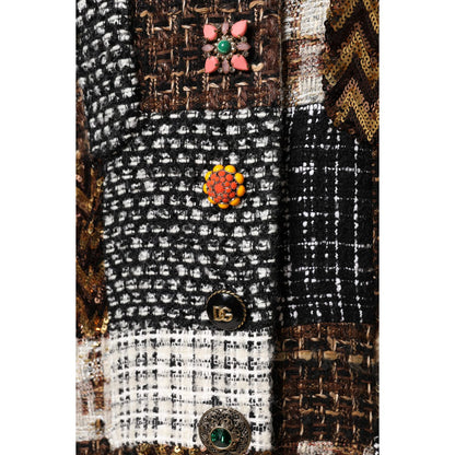 Dolce & Gabbana Multicolor Patchwork Button Down Jacket 1728,67345645728,Clothing,Coats - Jackets & Coats - Clothing,Dolce & Gabbana,IT38 | XS,IT40|S,IT42|M,IT44 | L,Jackets & Coats - Clothing,Jackets & Coats - Women - Clothing,Material: 25% Nylon 25% Cot