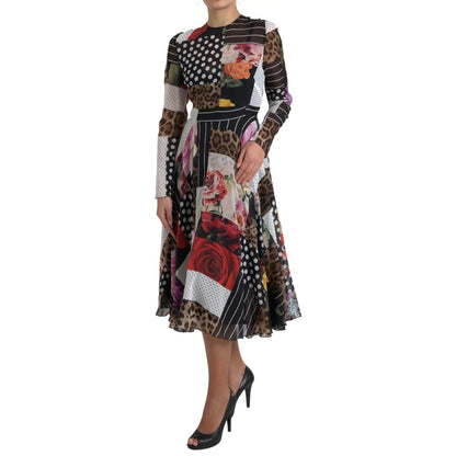 Dolce & Gabbana Multicolor Patchwork Floral Leopard Dress