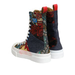 Dolce & Gabbana Multicolor Patchwork High Top Sneakers Shoes showcasing vibrant colors and Italian craftsmanship, featuring rubber sole.