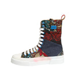 Dolce & Gabbana Multicolor Patchwork High Top Sneakers Shoes featuring bold color blocking and Italian craftsmanship.