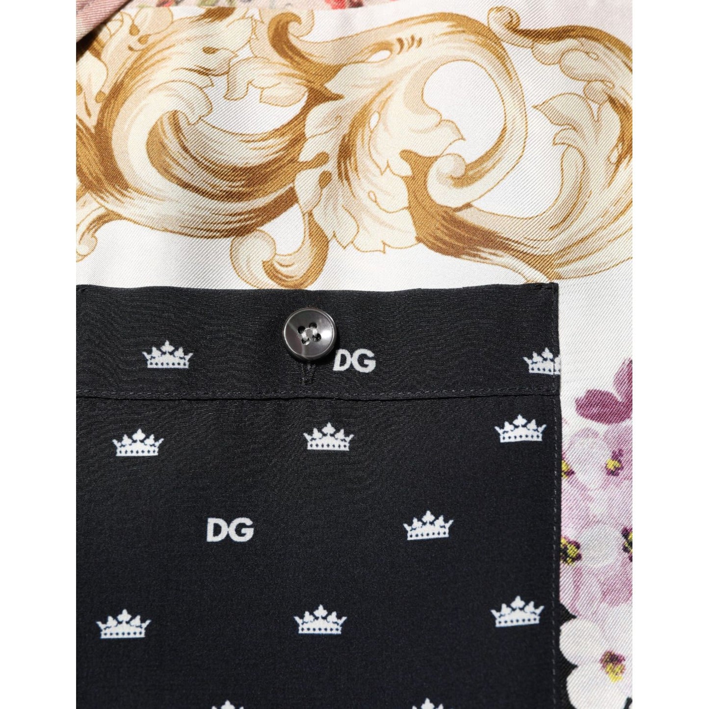 Dolce & Gabbana Multicolor Printed Button Down Casual Shirt with logo and intricate patterns