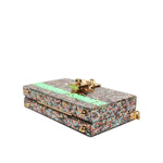 Dolce & Gabbana Multicolor PurseBox Fashion Sinner Glitter Crossbody Bag with gold chain strap and logo details.