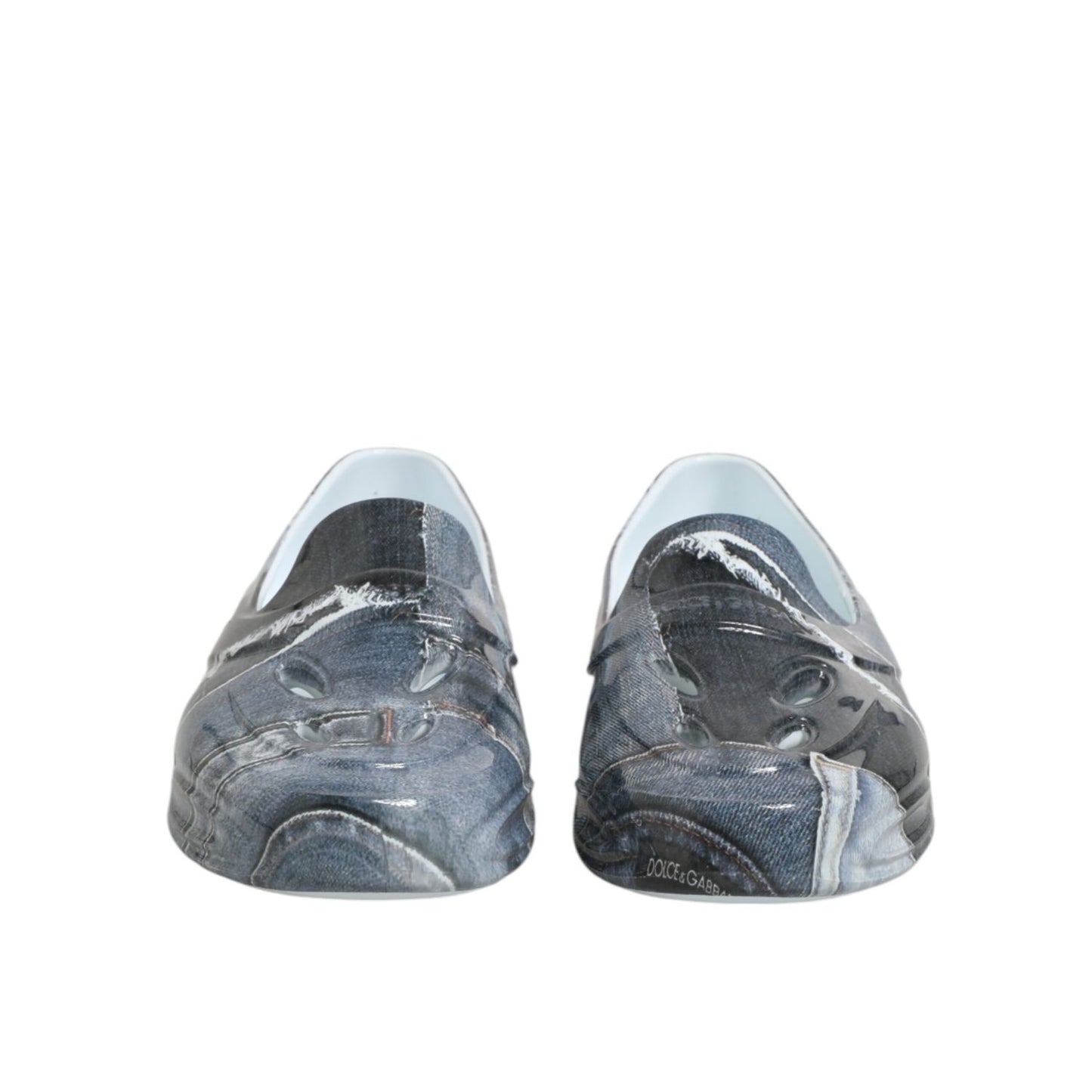 Front view of Dolce & Gabbana Multicolor Rubber Men Low Top Sneakers Shoes with unique design and rubber sole.