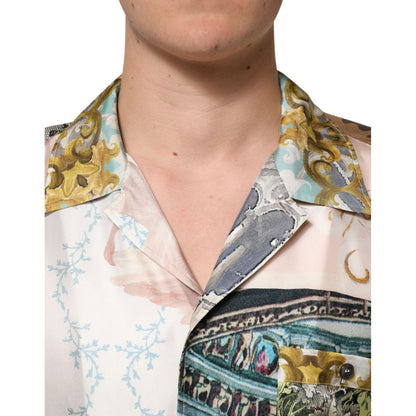 Dolce & Gabbana Multicolor Silk Opera Print Men Casual Shirt