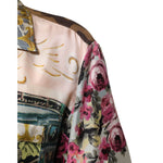 Dolce & Gabbana Multicolor Silk Opera Print Men Casual Shirt with floral and artistic design detail.